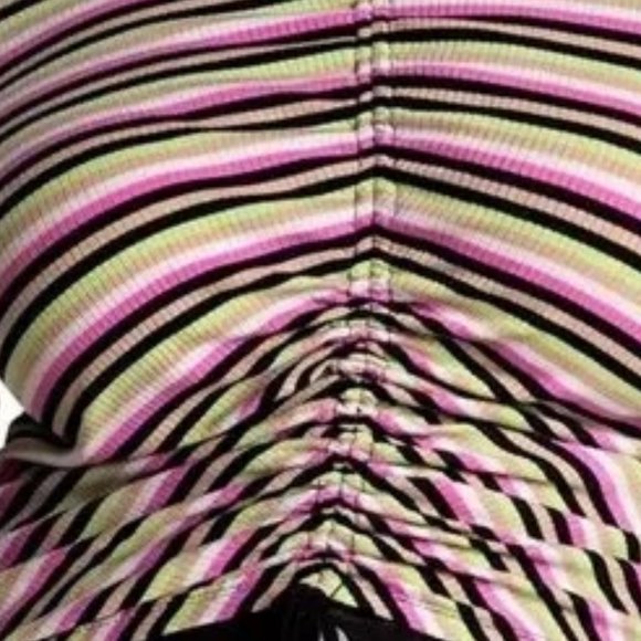 AFRM Striped Mollie Long Sleeve Drawstring Ribbed Knit Crop Top SZ 3X - Picture 6 of 10